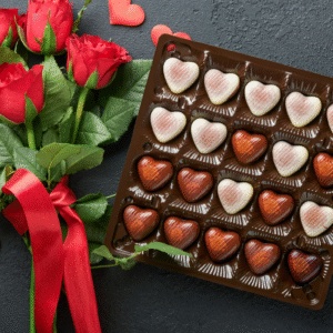 Assorted Chocolate Box with Elegant Flower Bouquet