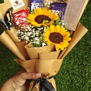 Sun-Kissed Delight – Sunflowers & Chocolates